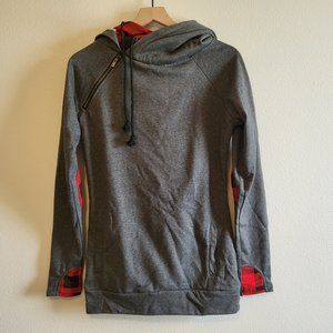 Ampersand Ave Doublehood Sweatshirt Buffalo Elbow Patch